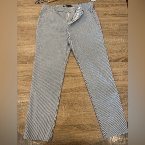 Zara Navy and White Striped Trousers - Picture 2 of 5